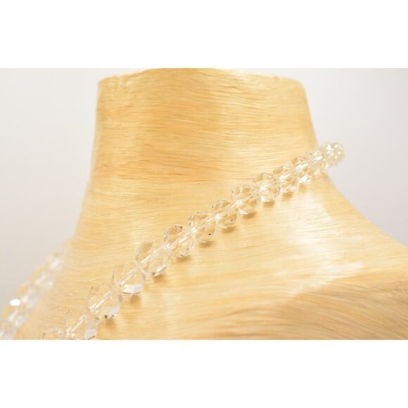 Vintage Clear Glass Crystal Necklace Faceted Beaded Sparkling Chunky 60s Bin2C - Picture 10 of 12